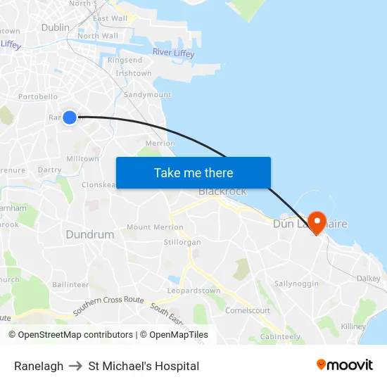 Ranelagh to St Michael's Hospital map