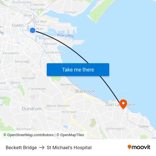Beckett Bridge to St Michael's Hospital map