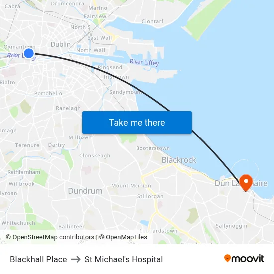 Blackhall Place to St Michael's Hospital map