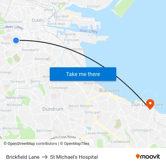 Brickfield Lane to St Michael's Hospital map