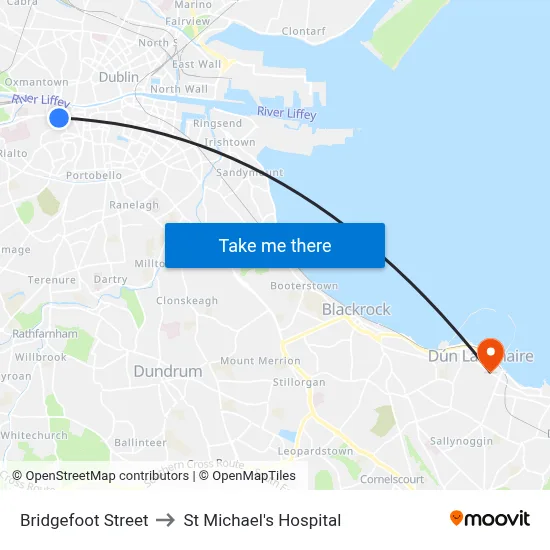 Bridgefoot Street to St Michael's Hospital map