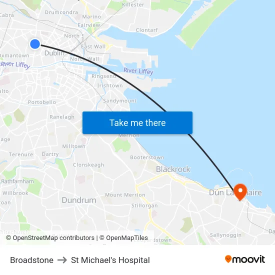 Broadstone to St Michael's Hospital map