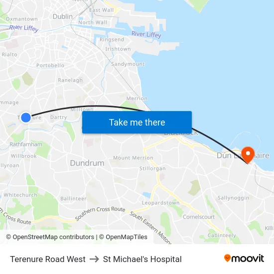 Terenure Road West to St Michael's Hospital map