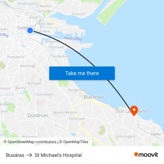 Busáras to St Michael's Hospital map