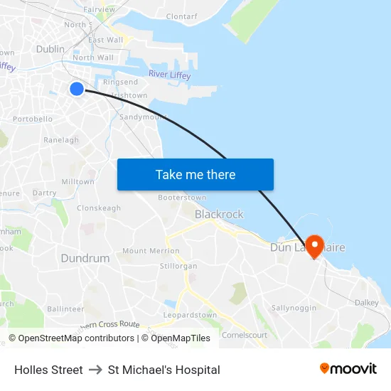 Holles Street to St Michael's Hospital map