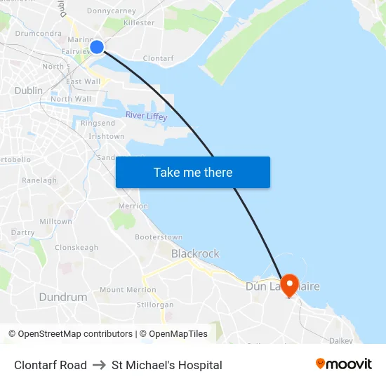 Clontarf Road to St Michael's Hospital map