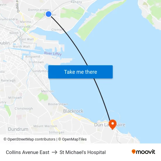 Collins Avenue East to St Michael's Hospital map