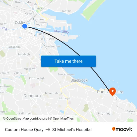 Custom House Quay to St Michael's Hospital map
