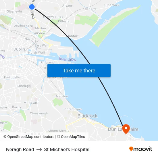 Iveragh Road to St Michael's Hospital map