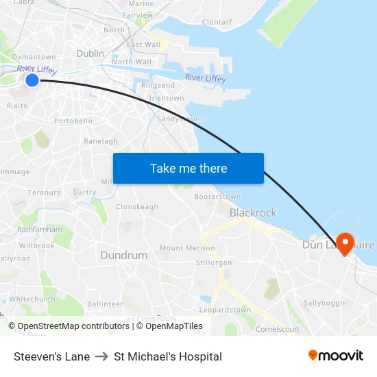 Steeven's Lane to St Michael's Hospital map