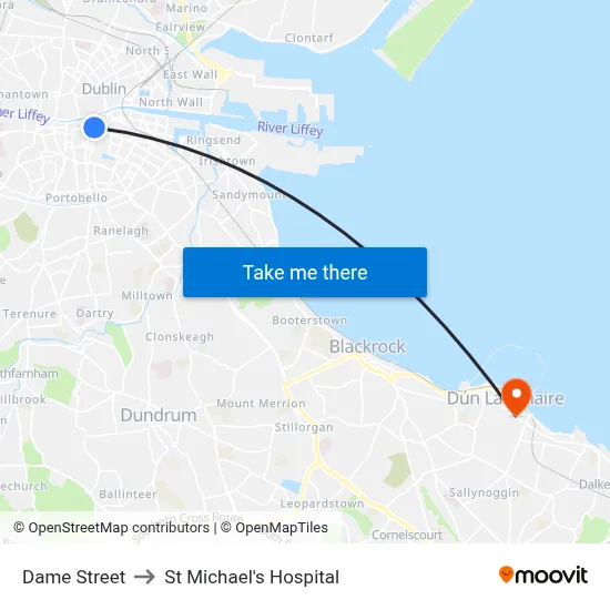 Dame Street to St Michael's Hospital map