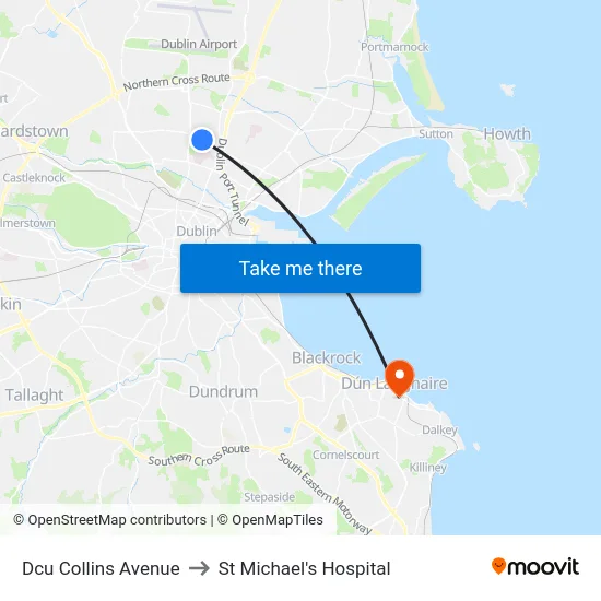 Dcu Collins Avenue to St Michael's Hospital map