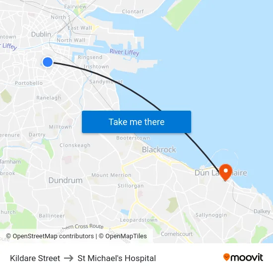 Kildare Street to St Michael's Hospital map