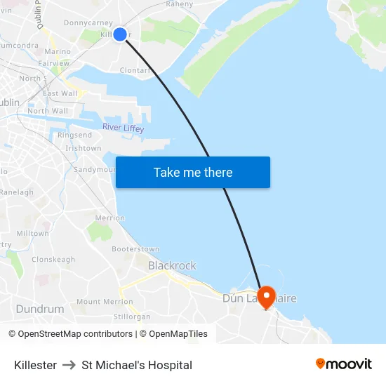 Killester to St Michael's Hospital map