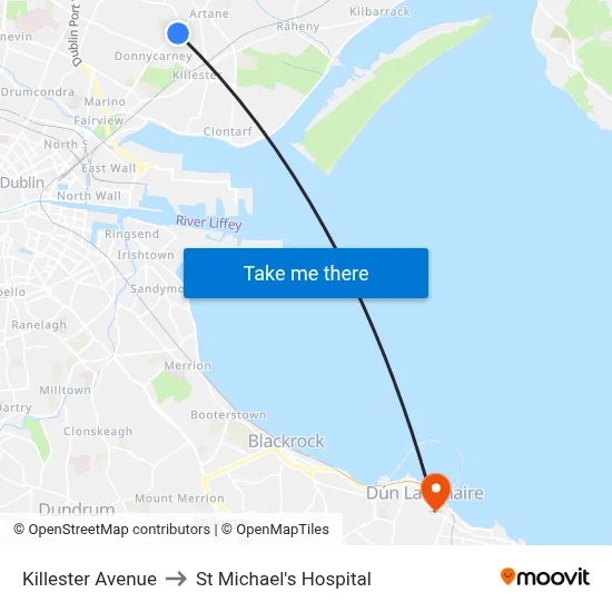 Killester Avenue to St Michael's Hospital map