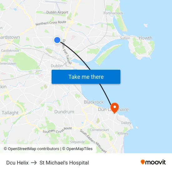 Dcu Helix to St Michael's Hospital map