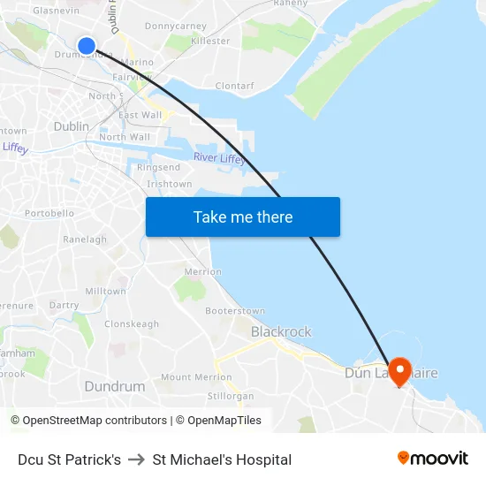 Dcu St Patrick's to St Michael's Hospital map
