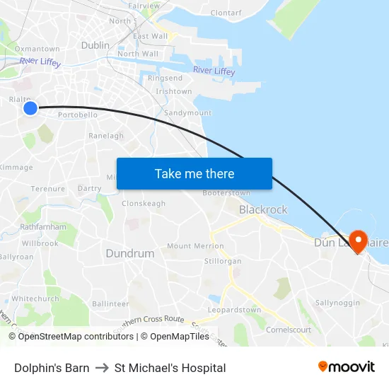 Dolphin's Barn to St Michael's Hospital map