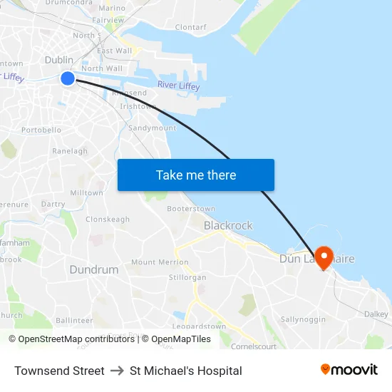 Townsend Street to St Michael's Hospital map