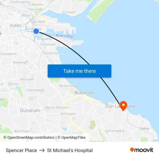 Spencer Place to St Michael's Hospital map