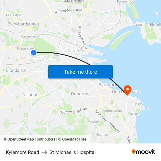 Kylemore Road to St Michael's Hospital map