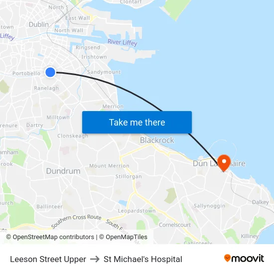Leeson Street Upper to St Michael's Hospital map