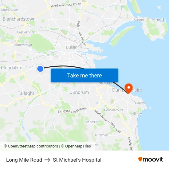 Long Mile Road to St Michael's Hospital map