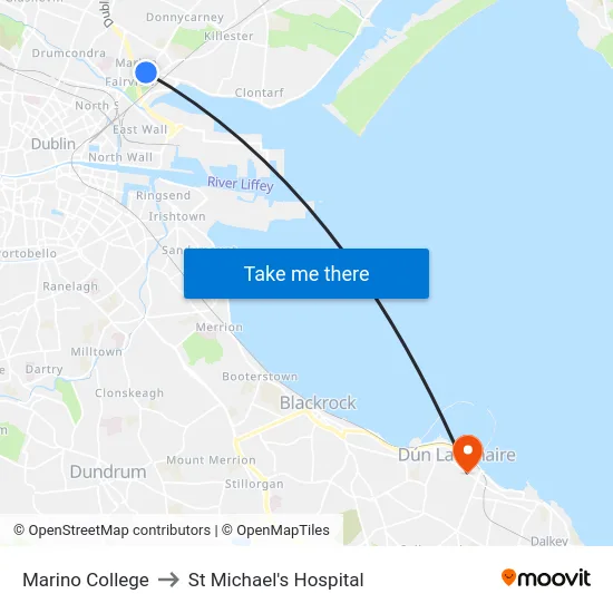 Marino College to St Michael's Hospital map