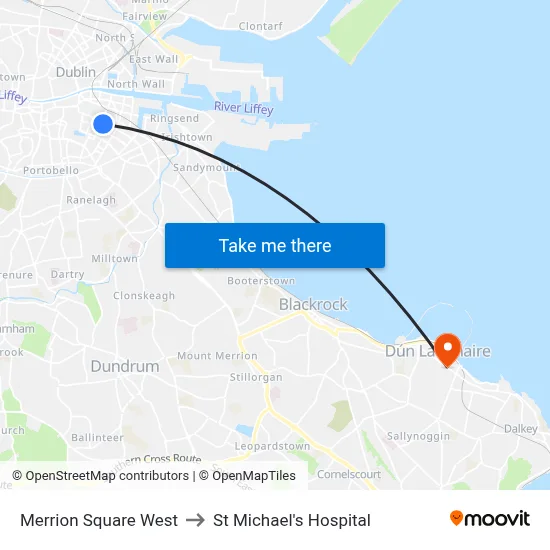 Merrion Square West to St Michael's Hospital map