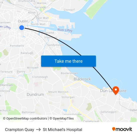 Crampton Quay to St Michael's Hospital map