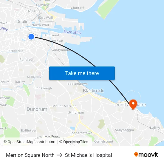 Merrion Square North to St Michael's Hospital map