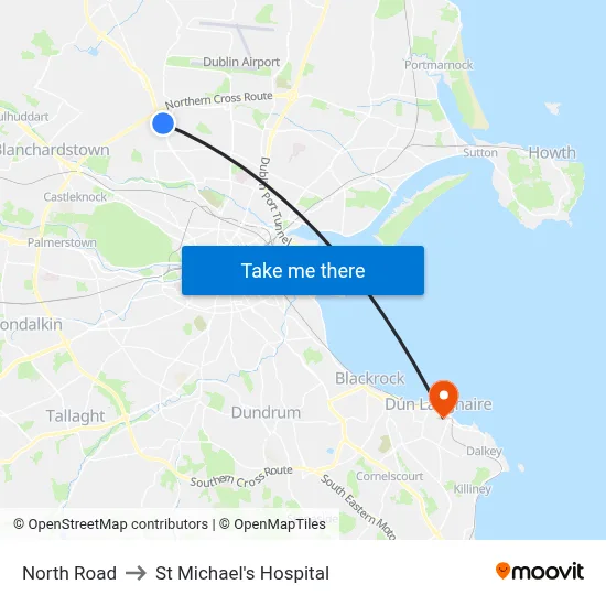 North Road to St Michael's Hospital map
