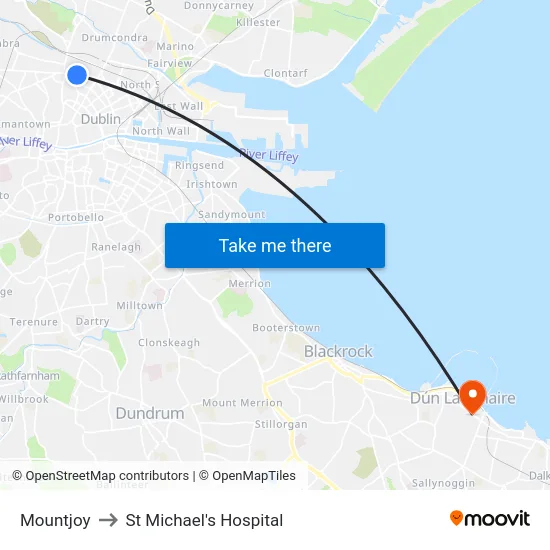 Mountjoy to St Michael's Hospital map