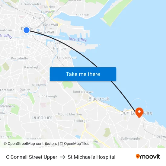 O'Connell Street Upper to St Michael's Hospital map