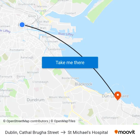 Dublin, Cathal Brugha Street to St Michael's Hospital map