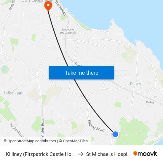 Killiney (Fitzpatrick Castle Hotel) to St Michael's Hospital map