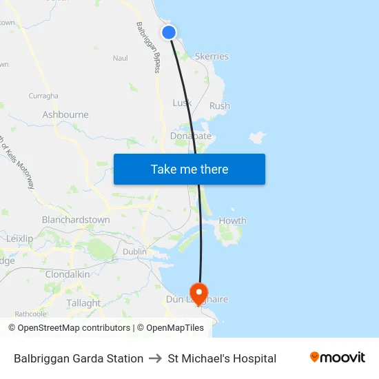 Balbriggan Garda Station to St Michael's Hospital map