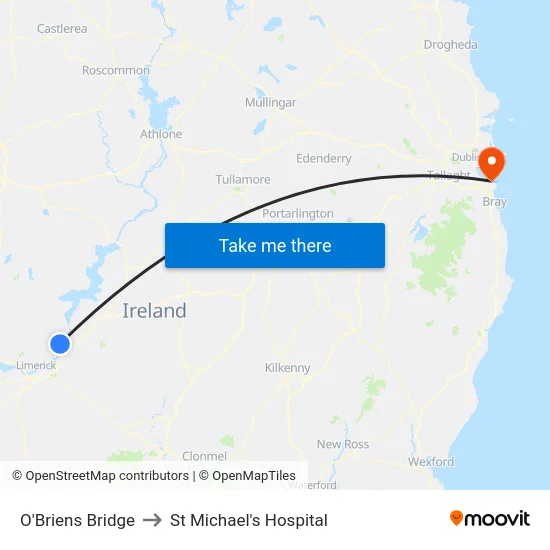O'Briens Bridge to St Michael's Hospital map