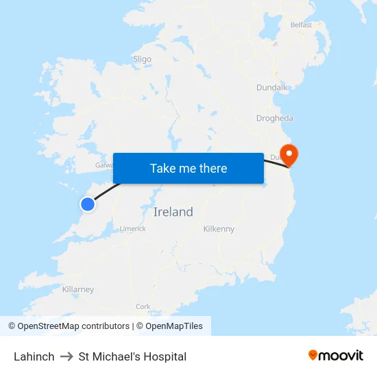 Lahinch to St Michael's Hospital map