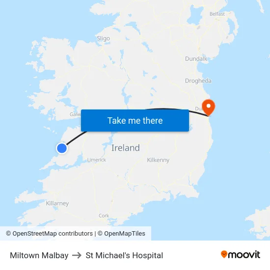 Miltown Malbay to St Michael's Hospital map
