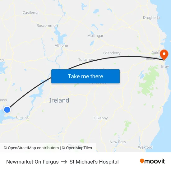 Newmarket-On-Fergus to St Michael's Hospital map
