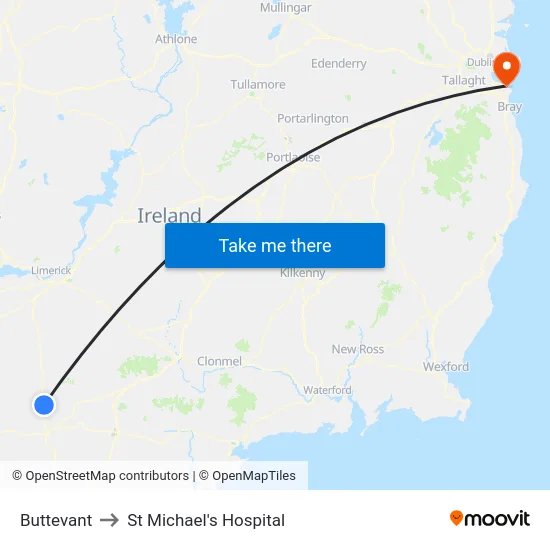 Buttevant to St Michael's Hospital map