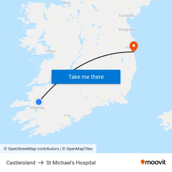 Castleisland to St Michael's Hospital map