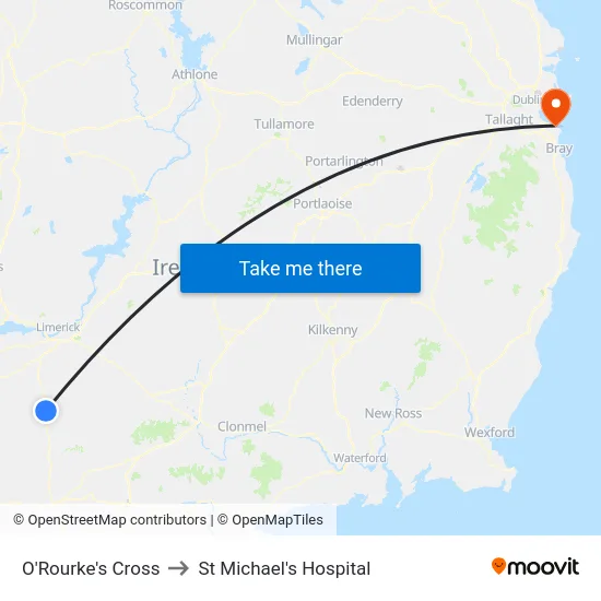 O'Rourke's Cross to St Michael's Hospital map