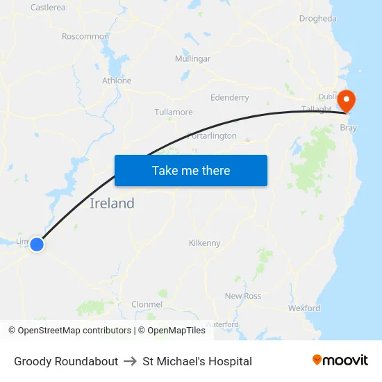 Groody Roundabout to St Michael's Hospital map