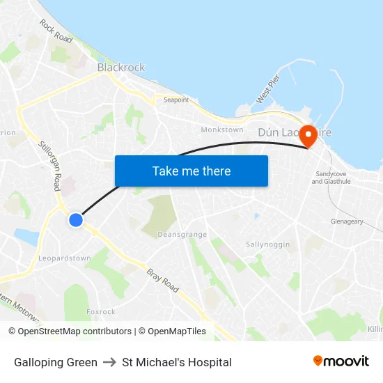 Galloping Green to St Michael's Hospital map