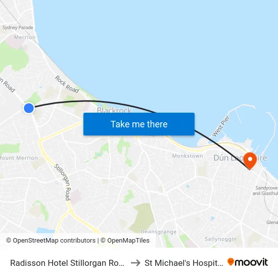 Radisson Hotel Stillorgan Road to St Michael's Hospital map