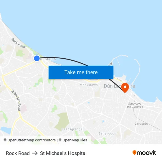 Rock Road to St Michael's Hospital map