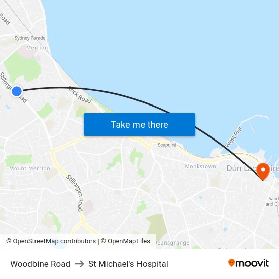 Woodbine Road to St Michael's Hospital map