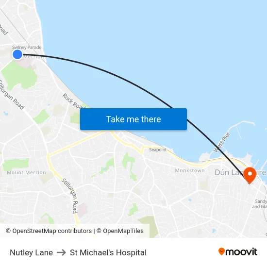 Nutley Lane to St Michael's Hospital map